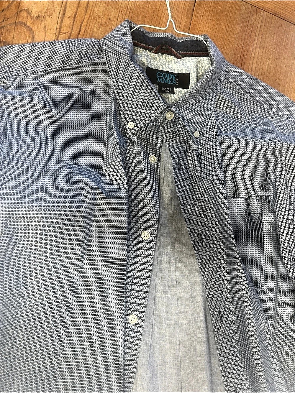 Cody James Geometric Button Down Shirt in Blue & White Size XL Like New